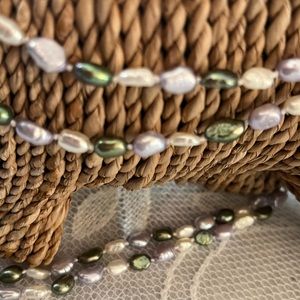 NWOT Seed Pearl Necklace in Ivory, Lavender and Green - 27”